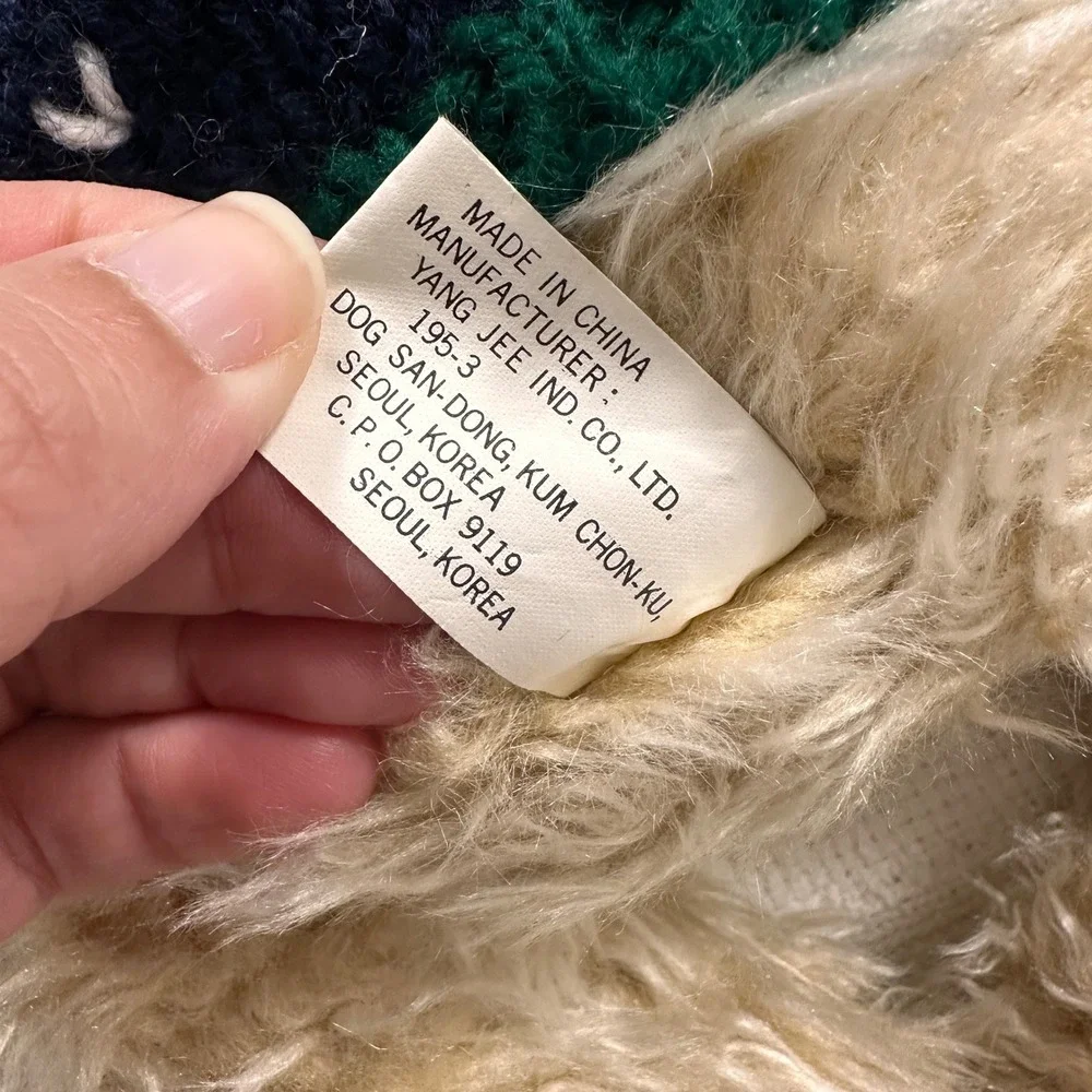 VTG Teddy Bear Plush Fair Isle Sweater Shaggy Tan Yang Jee Cottage Holiday 16